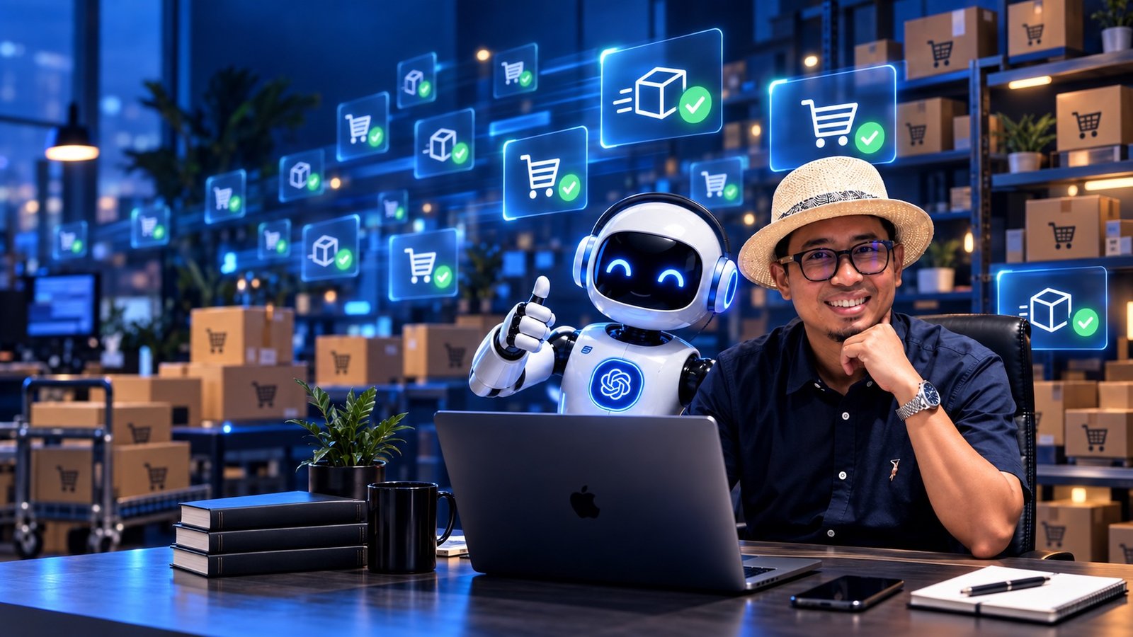DrQIM bersama robot AI mengurus jualan dan pesanan e-dagang