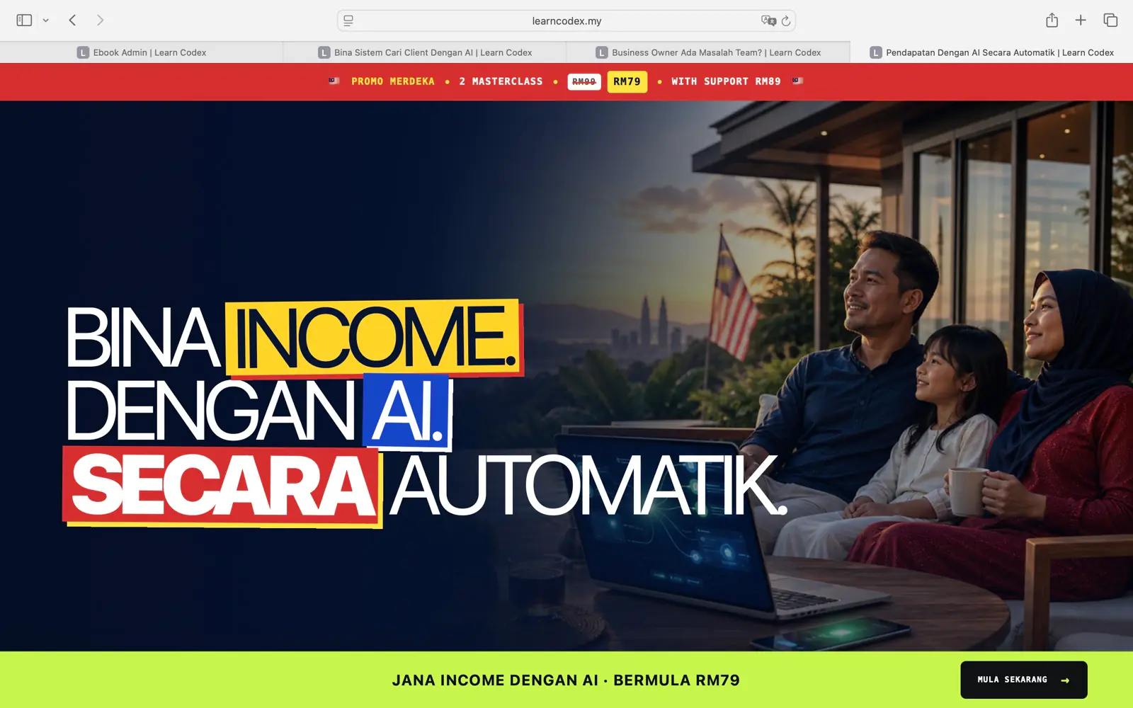 Website Learn Codex siap selepas lapan minit