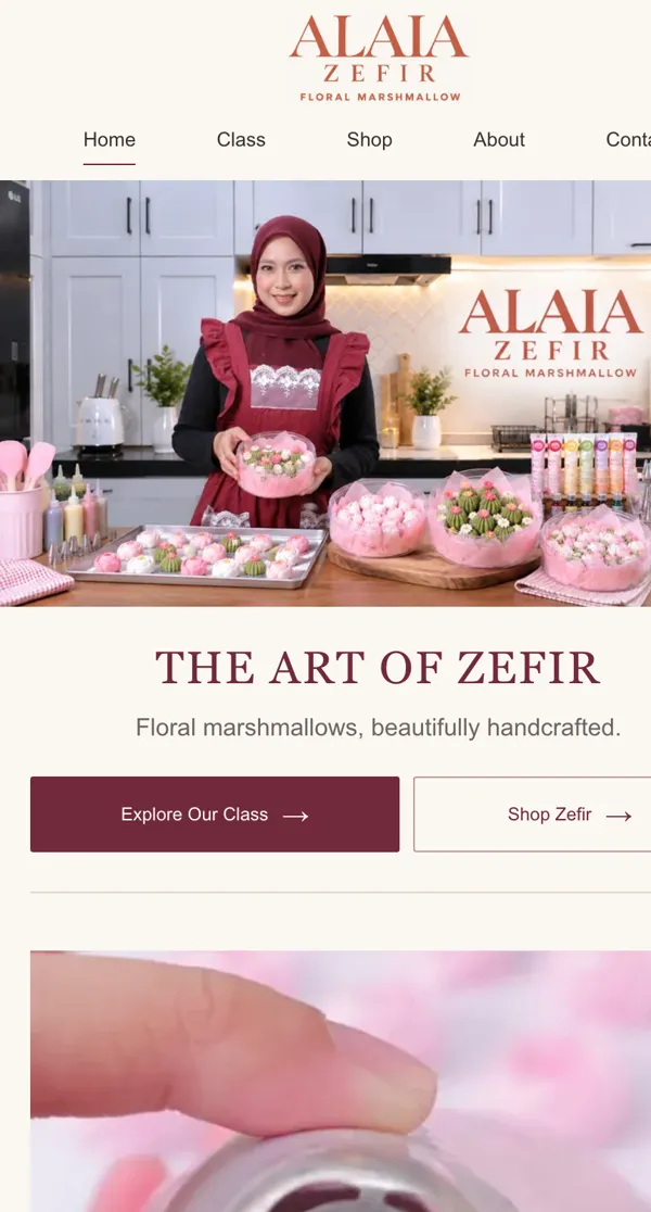 Paparan telefon contoh website kelas & kedai
